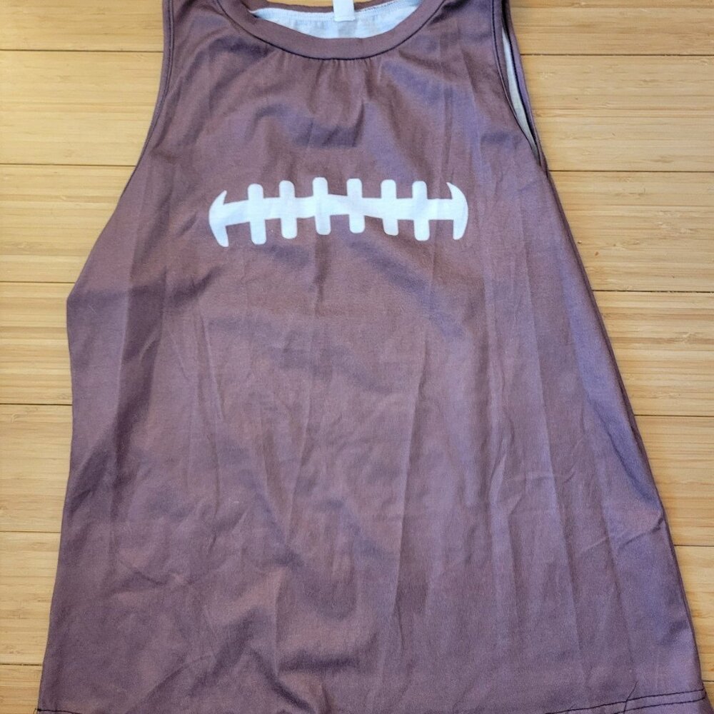 Football tank top women's medium. Brown with football thread graphics.